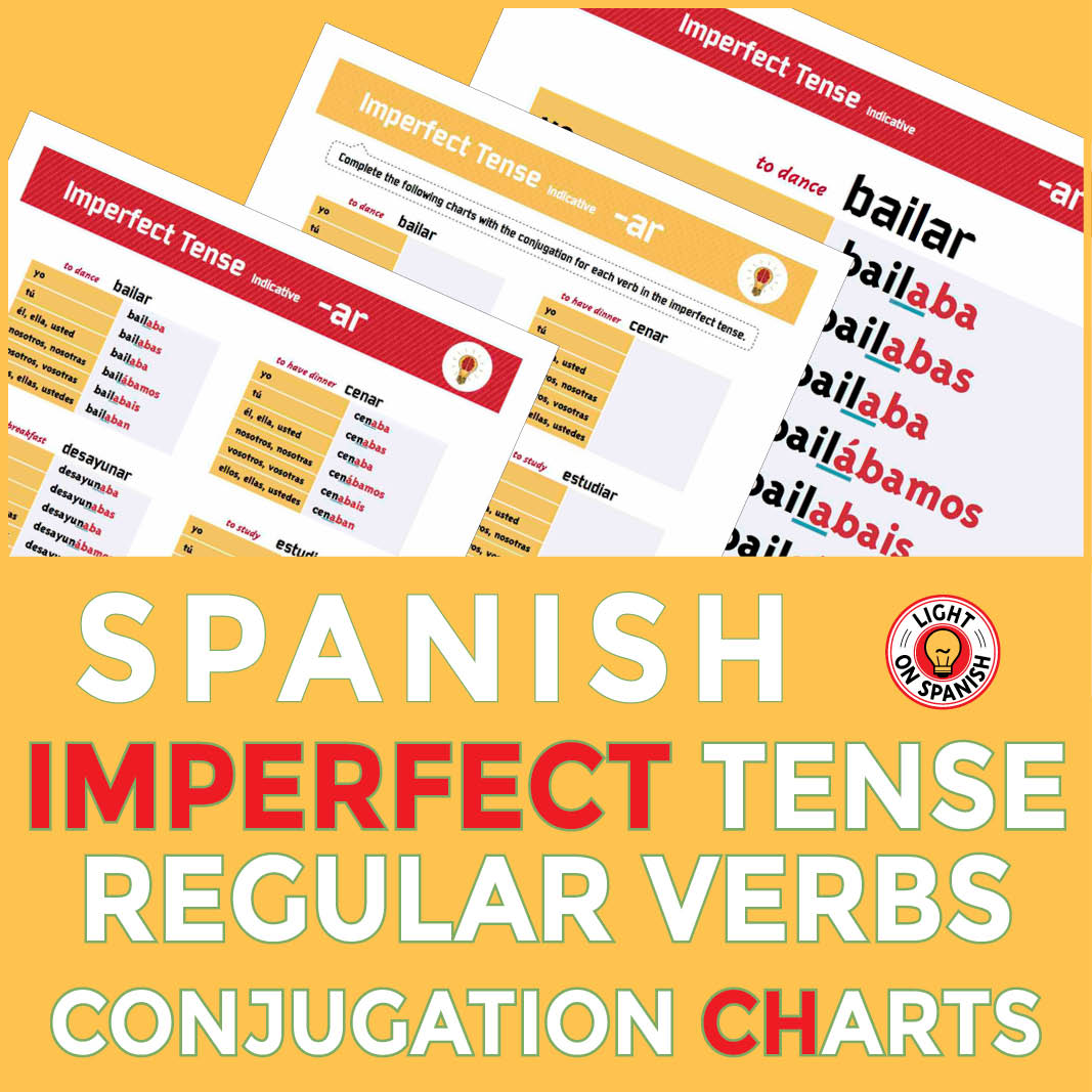 Imperfect Tense Conjugation Charts For 20 Regular Verbs | Light On Spanish